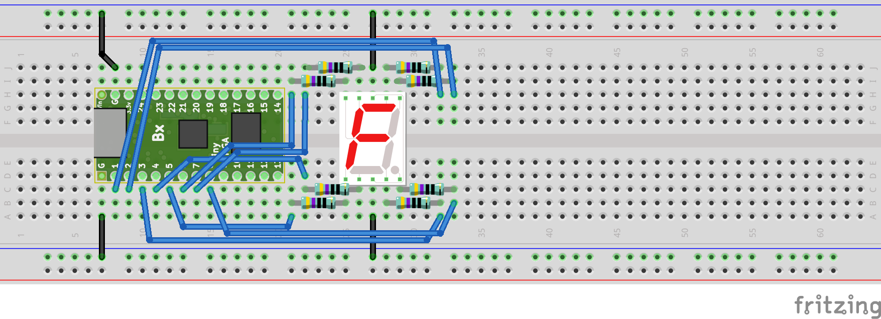 Laying out the parallel seven segment display