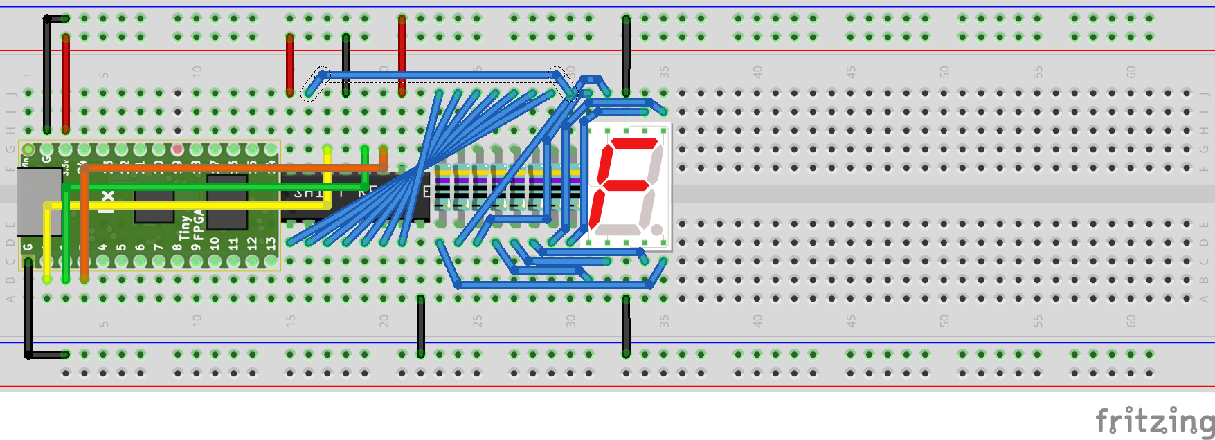 Shift Register Seven Segment Display Breadboard Circuit